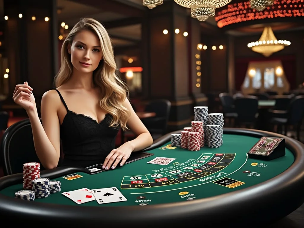 Meja roulette live dengan tampilan roda dan area taruhan